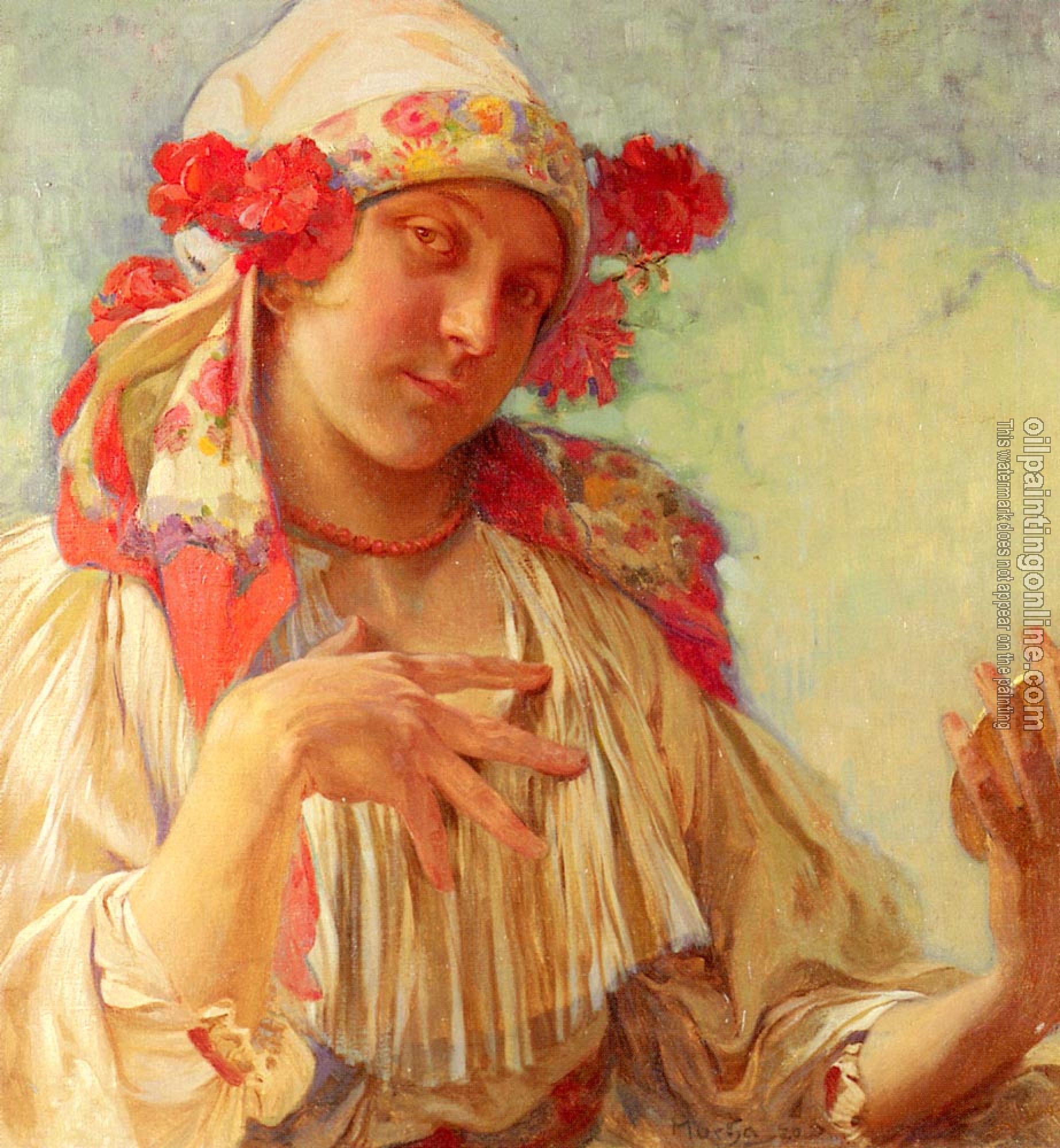 Mucha, Alphonse Maria - Young Girl In A Moravian Costume